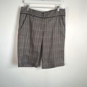 Trigelle Womens Golf Bermuda Shorts Pink Gray‎ Black Plaid Size 12